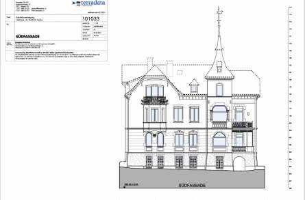 Architekturvermessung
Villa Tellstrasse, St.Gallen, Gebäudeaufnahmen:, 2D Fassadenpläne, Terrainaufnahmen:, 3D-Höhenmodell