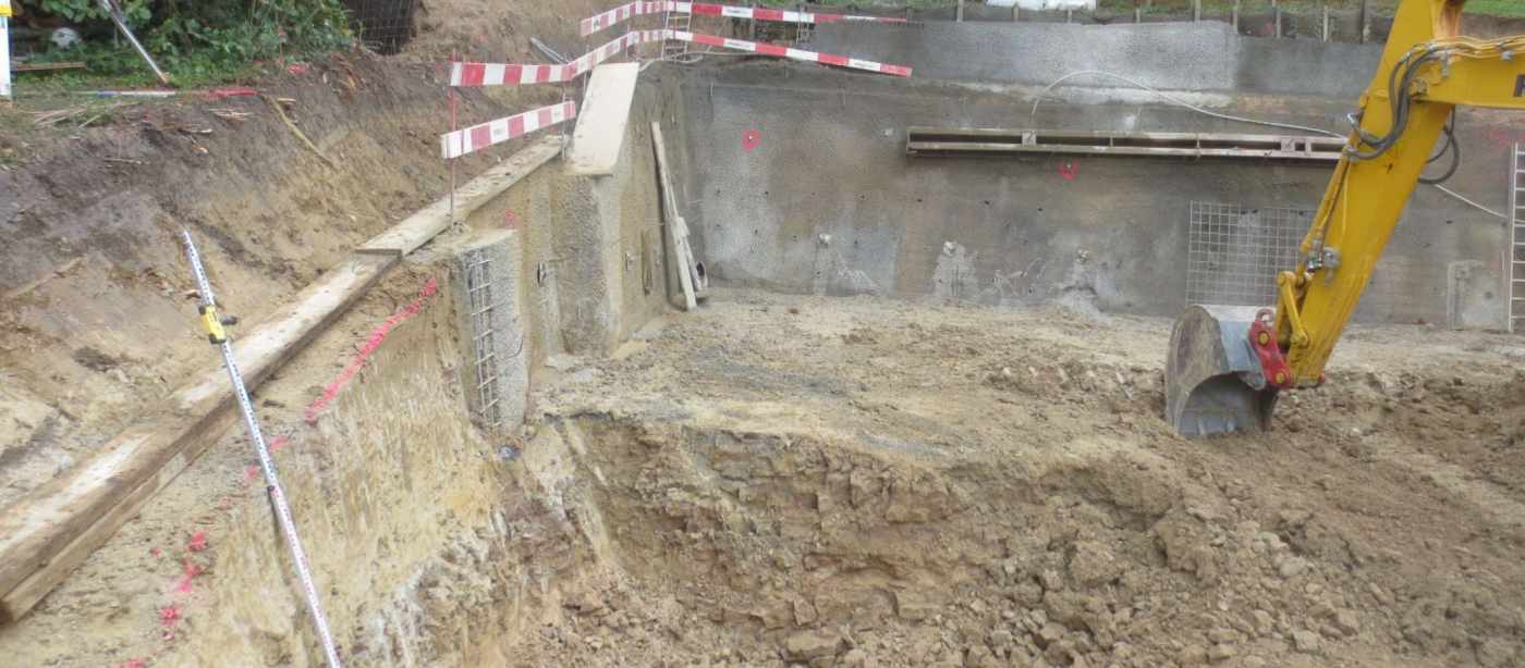 Neubau EFH Im Gubel 4, Meilen, Projekt und Baukontrolle Tragstruktur in Massivbauweise, Projekt und Fachbauleitung Baugrubenarbeiten inkl. Sicherung