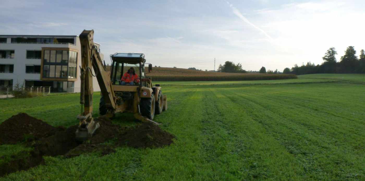 WÜB Himmelriich, Uster, 5  Rammsondierungen, 3 Baggerschacht-  sondierungen,  2 Sickerversuche, Geotechnischer Bericht