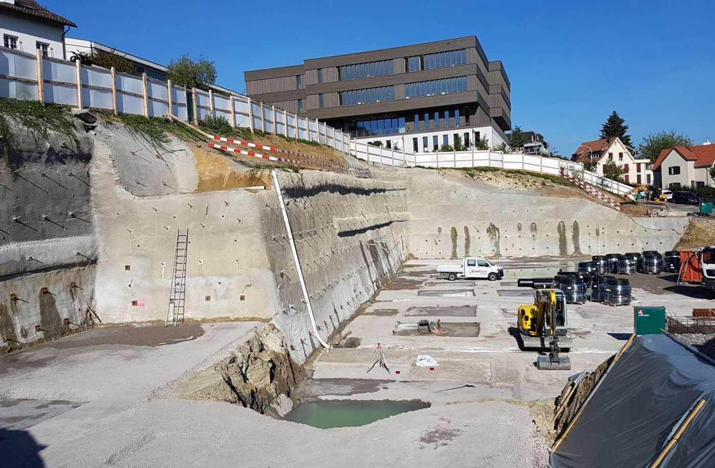 Baugrube WÜB Molki, Wädenswil, Projekt, Ausschreibung, und Gesamtbauleitung Baugrube