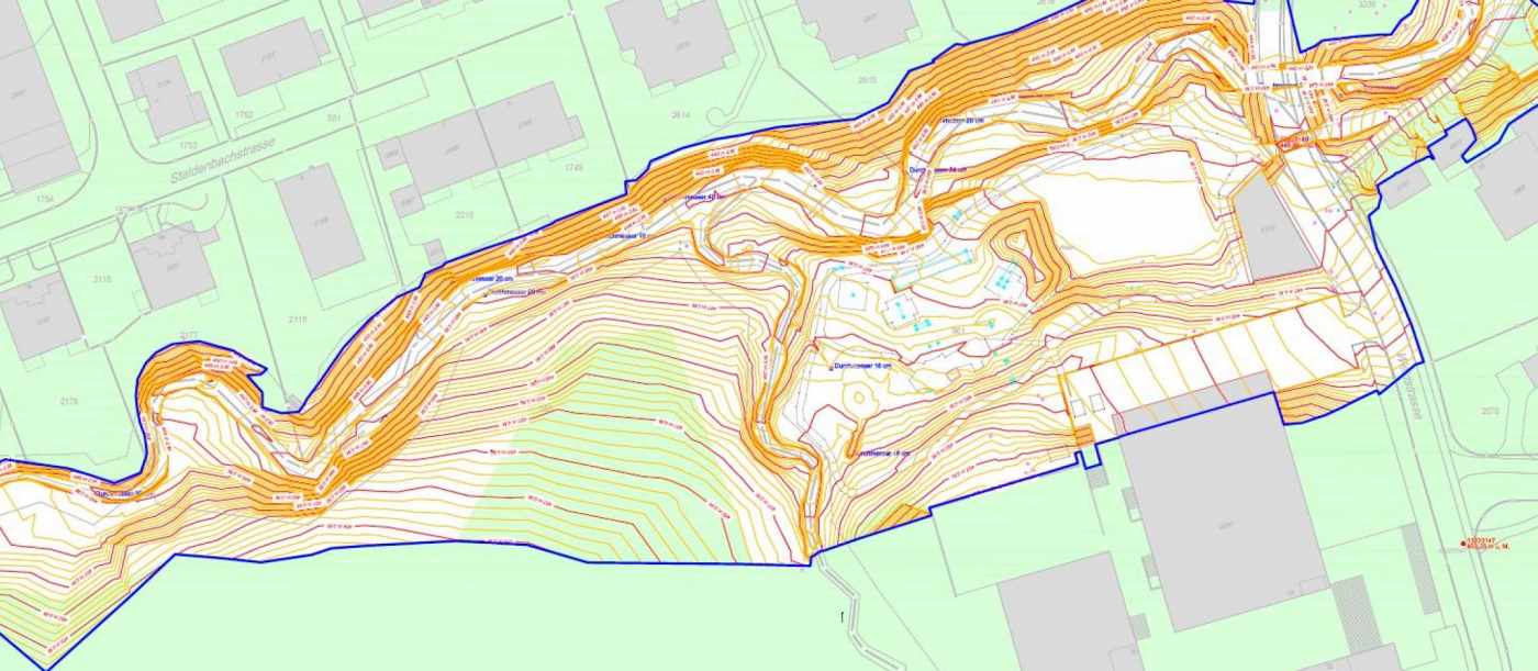 Hochwasserschutz Staldenbach, Pfäffikon, Erfassung Grundlagedaten (DGM), 3D-Visualisierung derunterschiedlichen Varianten., Weitere Dienstleistungen.