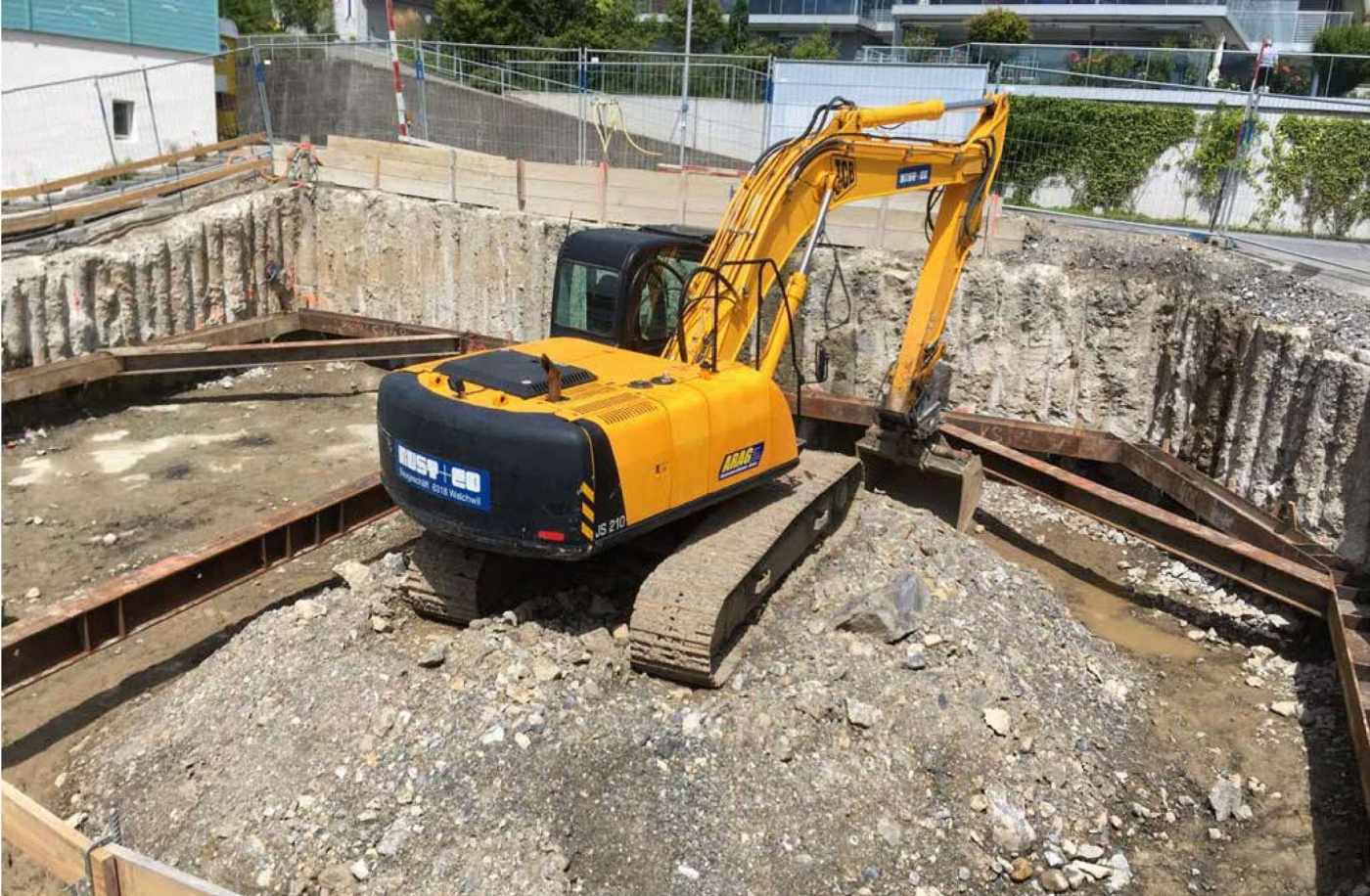 Baugrube, WohnhausÂ und Bootshaus, Zugerstrasse 39, Walchwil, Projekt und Fachbauleitung Baugrube, Baugrubensicherung und Fundation