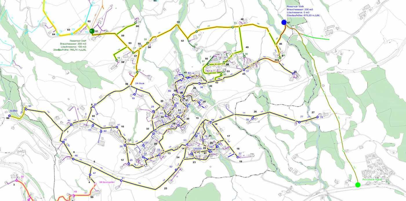 Netzberechnung Wasserversorgung Steinerberg, Netzberechnungen Wasserversorgung