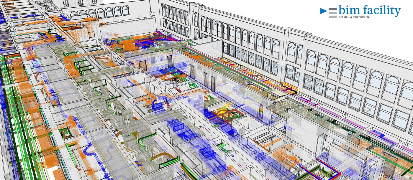 Claraspital, BIM inkl. Gebäudetechnik ab Bestand, 3D Laserscan, 3D- / BIM- Modellierung aus Punktwolke