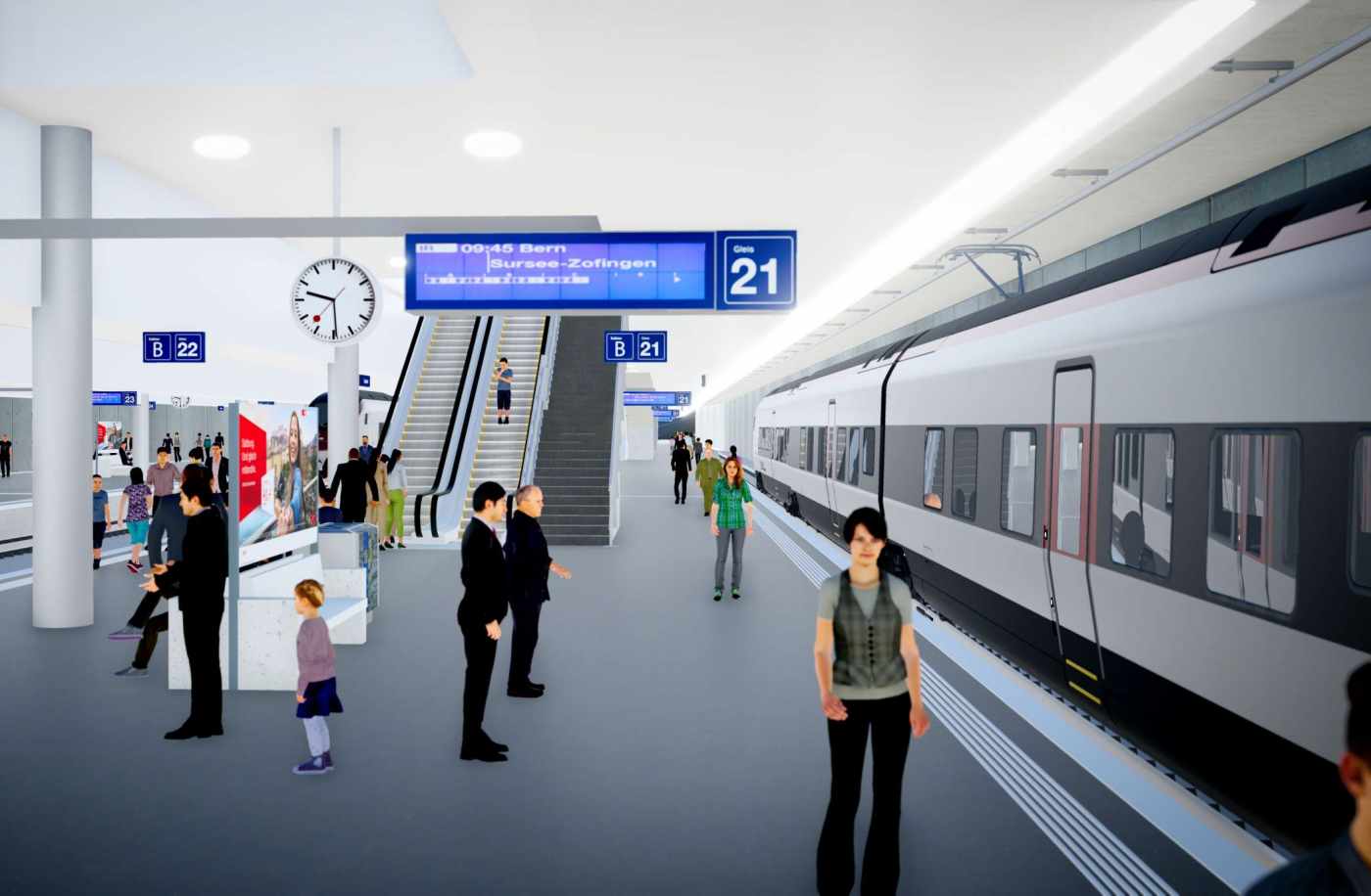 Durchgangsbahnhof Luzern, Field2BIM, 3D- / BIM- Modellierung aus Pläne, RealTime Präsentation, Visualisierung, Animation