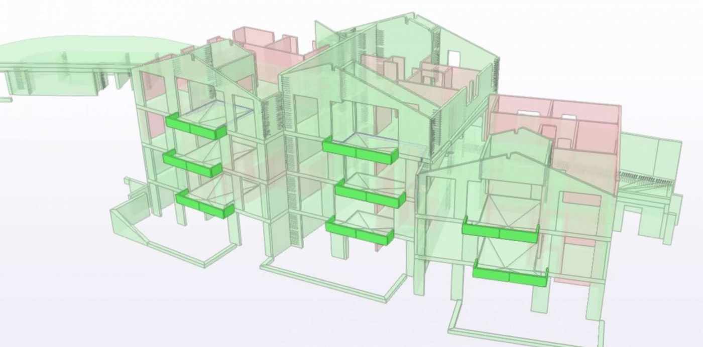 Wohnüberbauung Spycherweg 14+16, 6353 Weggis, Projekt und Baukontrolle für Fundation und Stahlbetonarbeiten, , IFC-Modell für BIM2Field, , Projekt und Baukontrolle für Baugrube und Baugrubensicherung