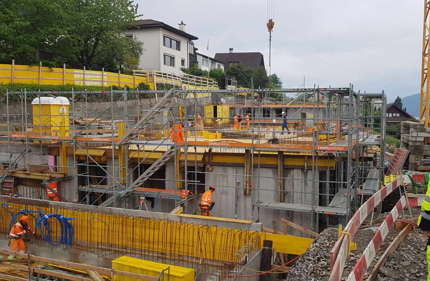 Wohnüberbauung Spycherweg 14+16, 6353 Weggis, Projekt und Baukontrolle für Fundation und Stahlbetonarbeiten, , IFC-Modell für BIM2Field, , Projekt und Baukontrolle für Baugrube und Baugrubensicherung