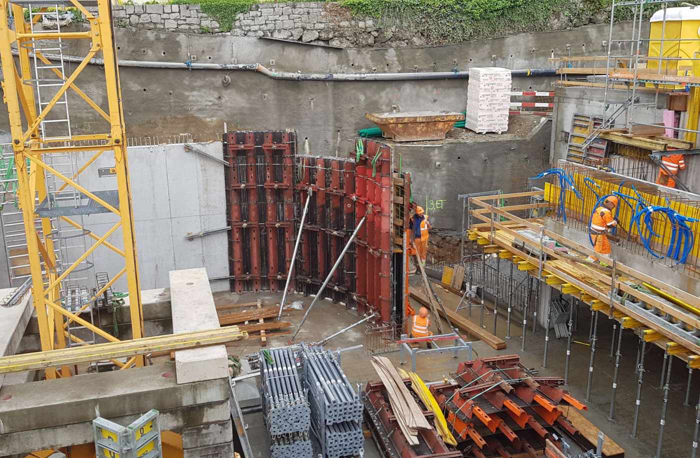Wohnüberbauung Spycherweg 14+16, 6353 Weggis, Projekt und Baukontrolle für Fundation und Stahlbetonarbeiten, , IFC-Modell für BIM2Field, , Projekt und Baukontrolle für Baugrube und Baugrubensicherung
