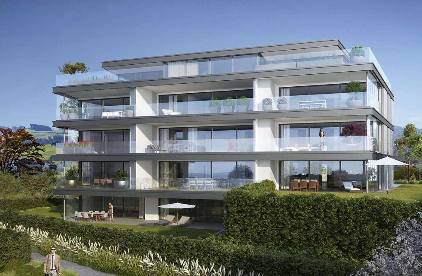 Wohnresidenz Panorama, Wollerau, Projekt und Baukontrolle in Massivbauweise, , Projekt und Fachbauleitung Baugrubenarbeiten inkl. Sicherung und Fundation