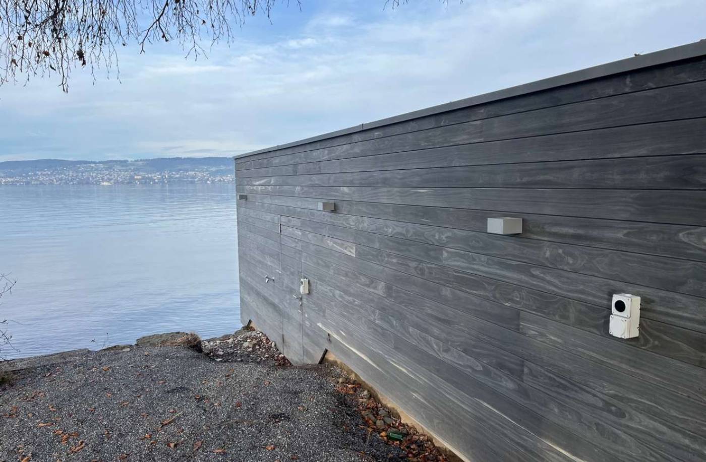 ErsatzbauBootshaus, Freienbach, Projektierung Pfähle, Wasser-, Beton- & Holzbauarbeiten, Statik Tragstruktur, Ausschreibung, Gesamtleitung