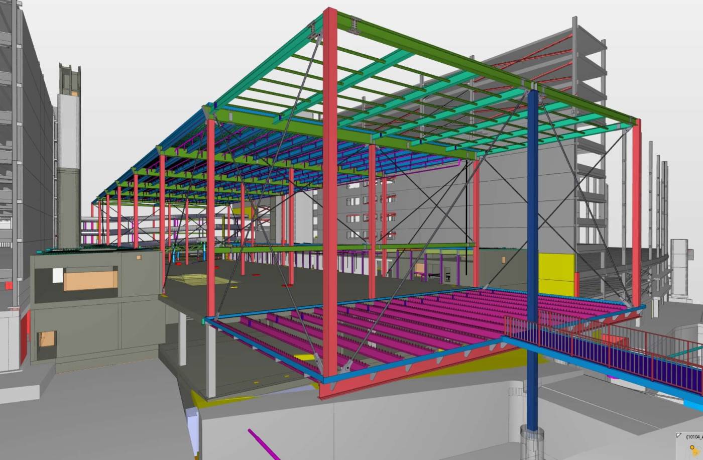 Erweiterung landseitige Passagierflächen, Flughafen Zürich, Bauingenieurleistungen in allen Phasen inklusive technische Bauleitung der vertikalen Baugrubenabschlüsse und gewisser statischer Umbauarbeiten in den Parkhäusern. BIM-Modellerstellung für die Koordination mit den anderen Planern (BIG BIM).