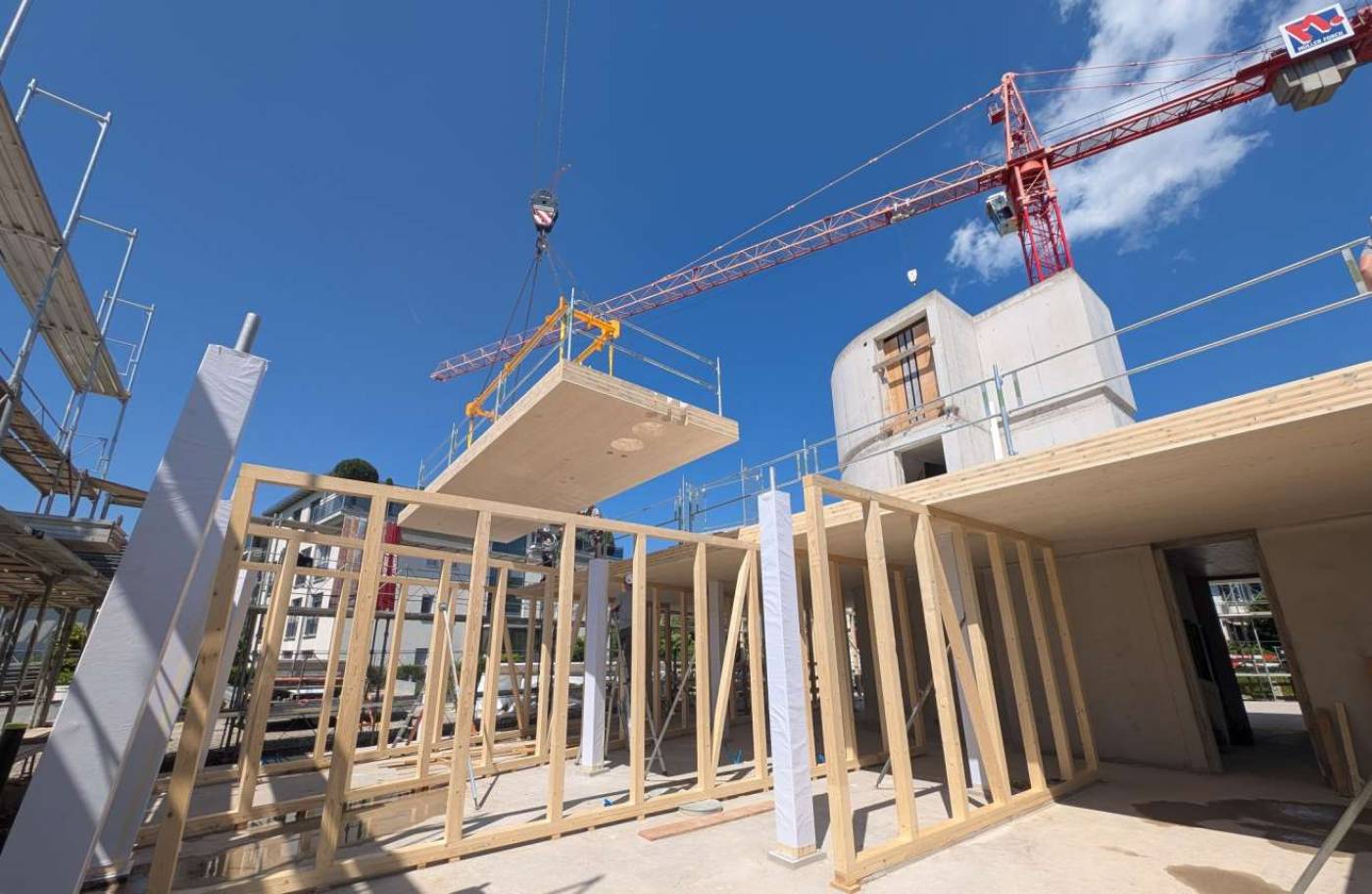 Gewerbe und Wohnhaus Uetikon, Projektierung, Bemessung und Realisierung Holzbauarbeiten