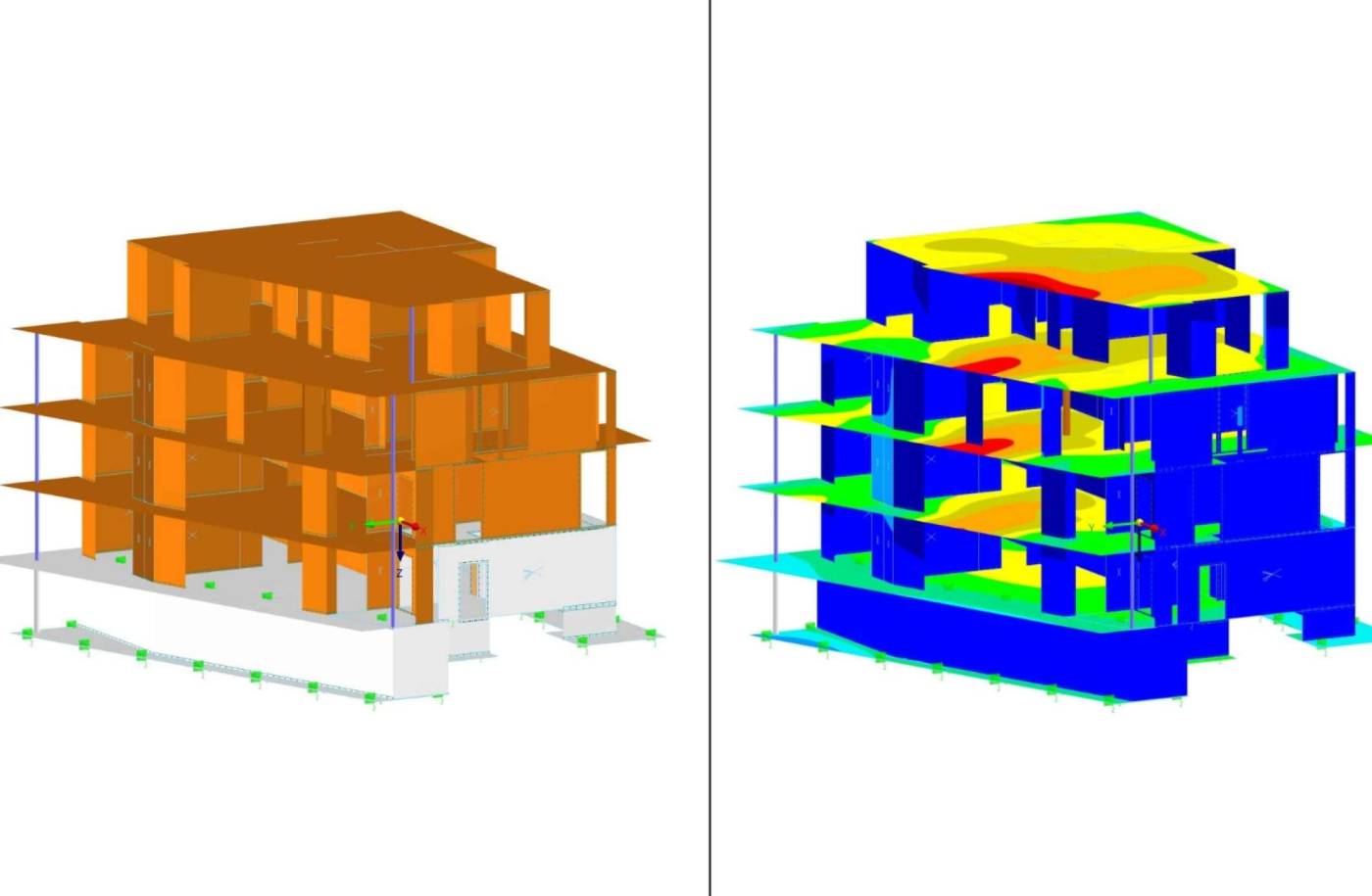 MFH Kemptnerstrasse Hinwil, Projektierung, Ausschreibung und Realisierung des Holzbaus, Massivbau und Baugrube.Brandschutzplan