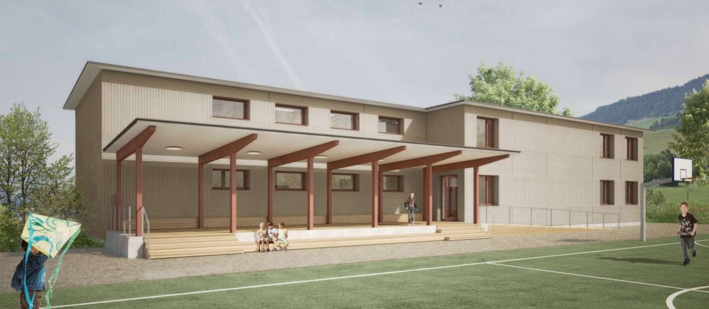 Provisorium Schulraumerweiterung, Altendorf, Projektierung Tragwerk Massivbau und Baugrube