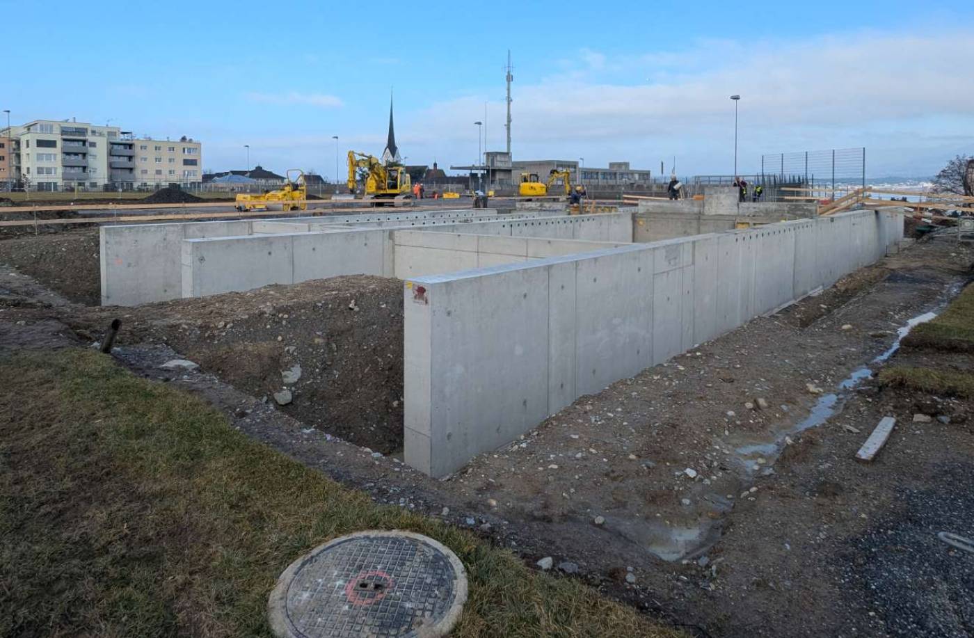Provisorium Schulraumerweiterung, Altendorf, Projektierung Tragwerk Massivbau und Baugrube
