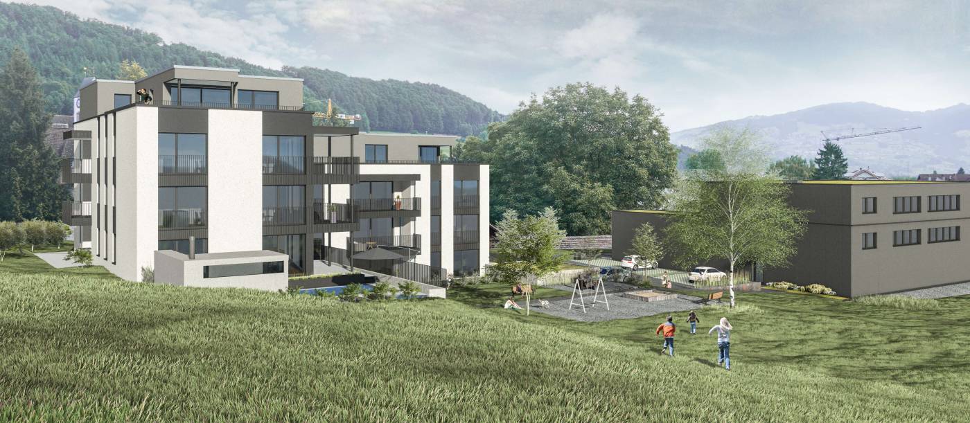 Überbauung Schlüsselweg, Tuggen, Projekt und Baukontrolle in Massivbauweise, Projekt und Fachbauleitung Baugrubenarbeiten und Fundation mit Pfählung