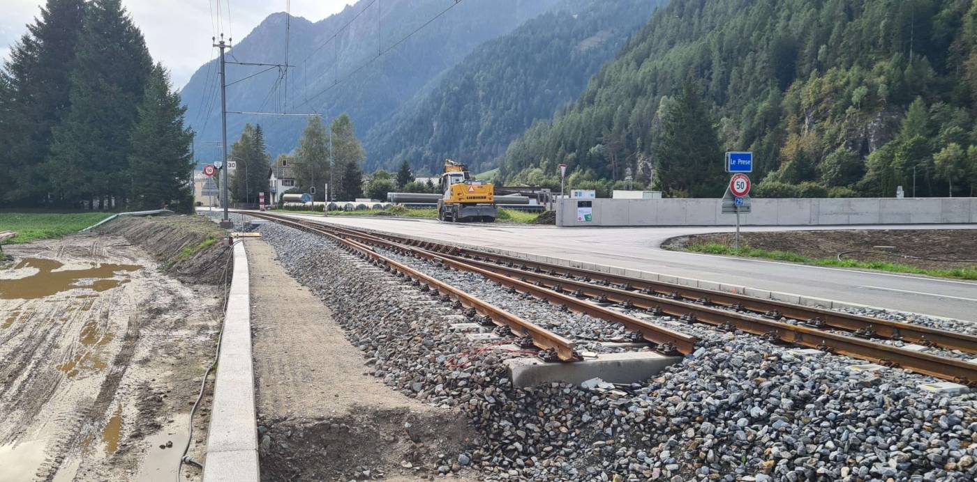 Kreuzungsgleisverlängerung Spinadascio, Als Gesamtleiter und Projektverfasser haben wir sämtliche SIA-Projektphasen vom Vorprojekt - Ausführung/ Inbetriebnahme bearbeitet., Die Koordination der verschiedenen Fachstellen ist ein sehr entscheidender Erfolgsfaktor bei der Projektbearbeitung, welche wir zusammen mit dem PL-RhB wahrgenommen haben.