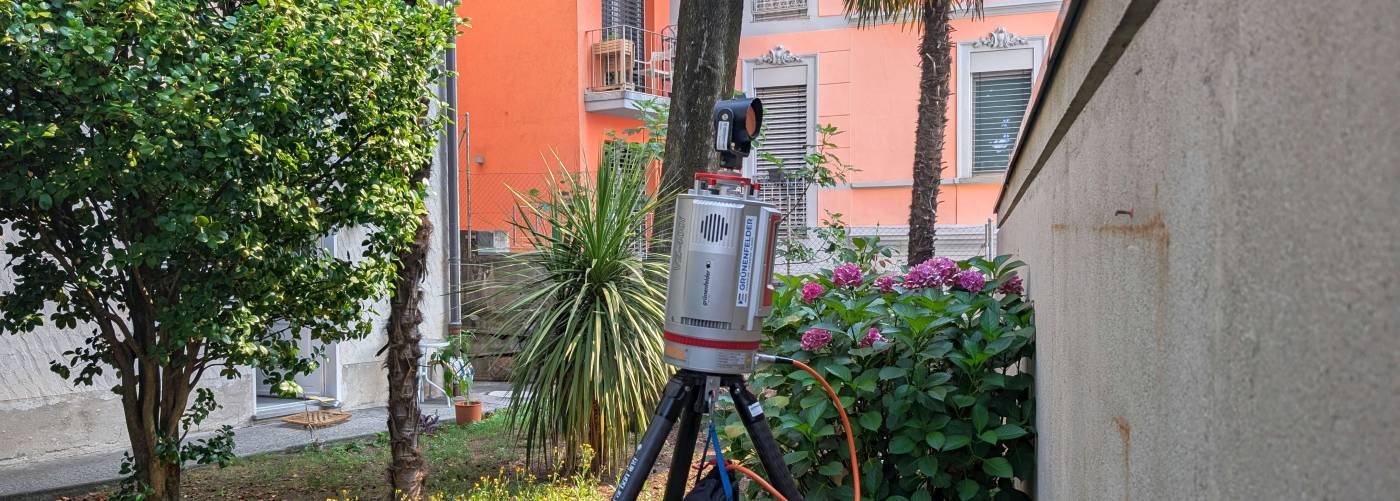 Rilievo 3D Casa Antares Muralto, Rilievo Laserscanning georeferenziato, Calcolo della nuvola di punti