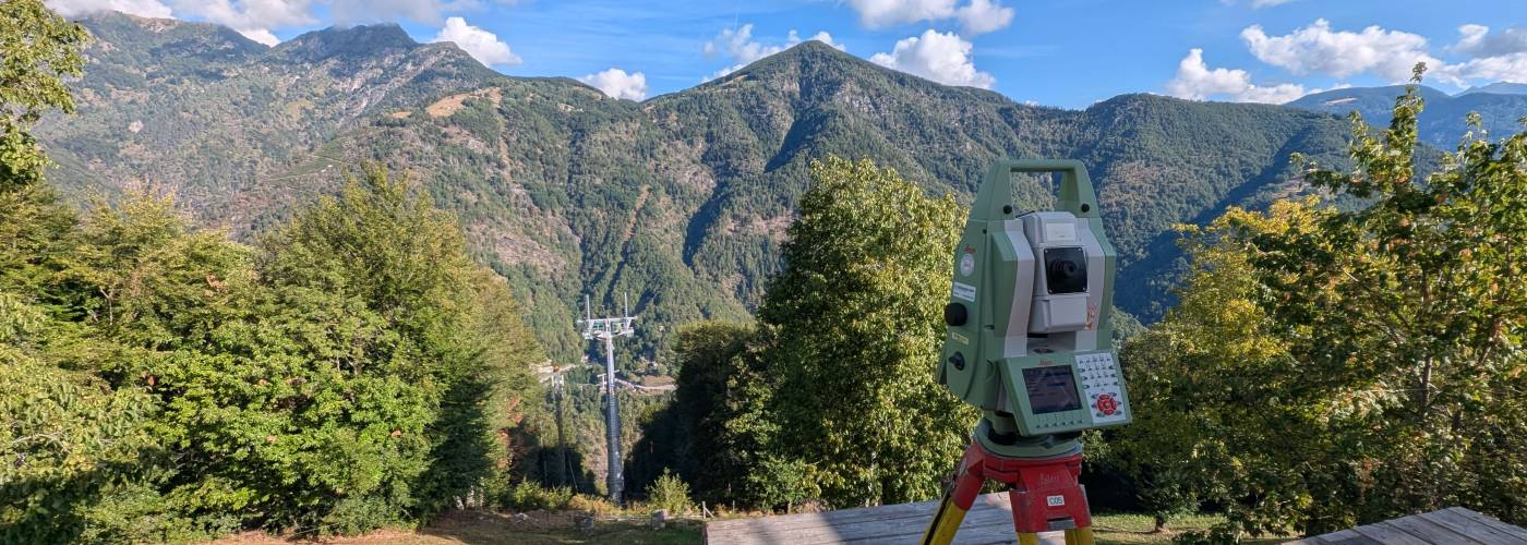 Rinnovo funivia Verdasio-Rasa, Allestimento della rete di punti fissi di base per il cantiereMisurazioni di cantiere e controlli della posa del pilone